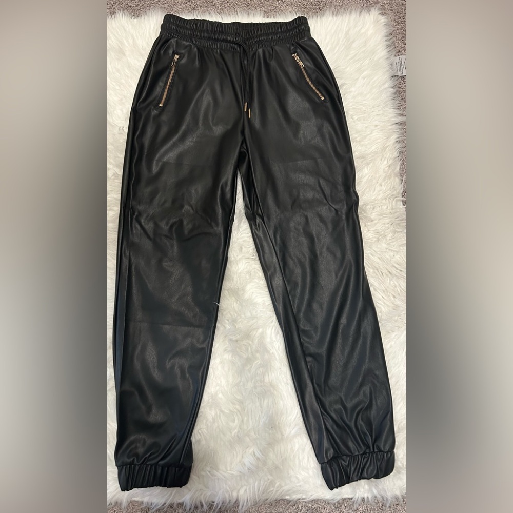 Black Faux Leather Women Pants